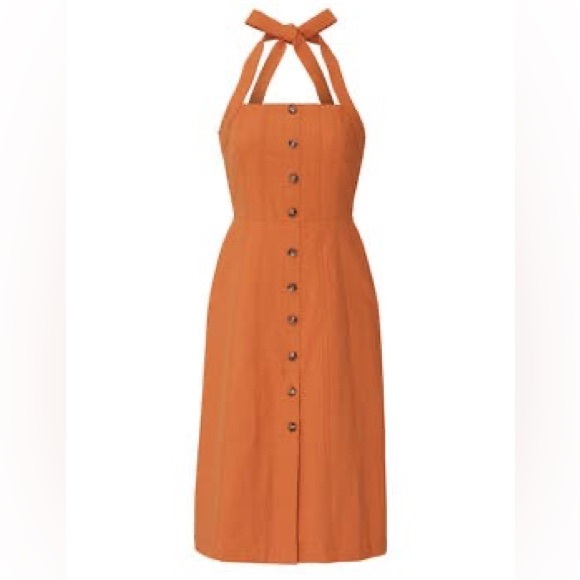 Moon River Burnt Orange Halter Dress - Picture 1 of 5